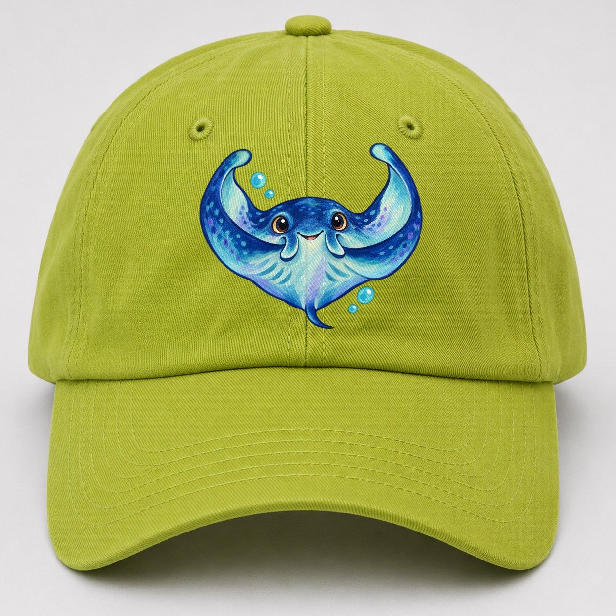 Manta Ray Wing Hug Sea Sprite Baseball Cap – Fluorescent Green