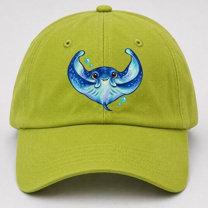 Manta Ray Wing Hug Sea Sprite Baseball Cap – Fluorescent Green
