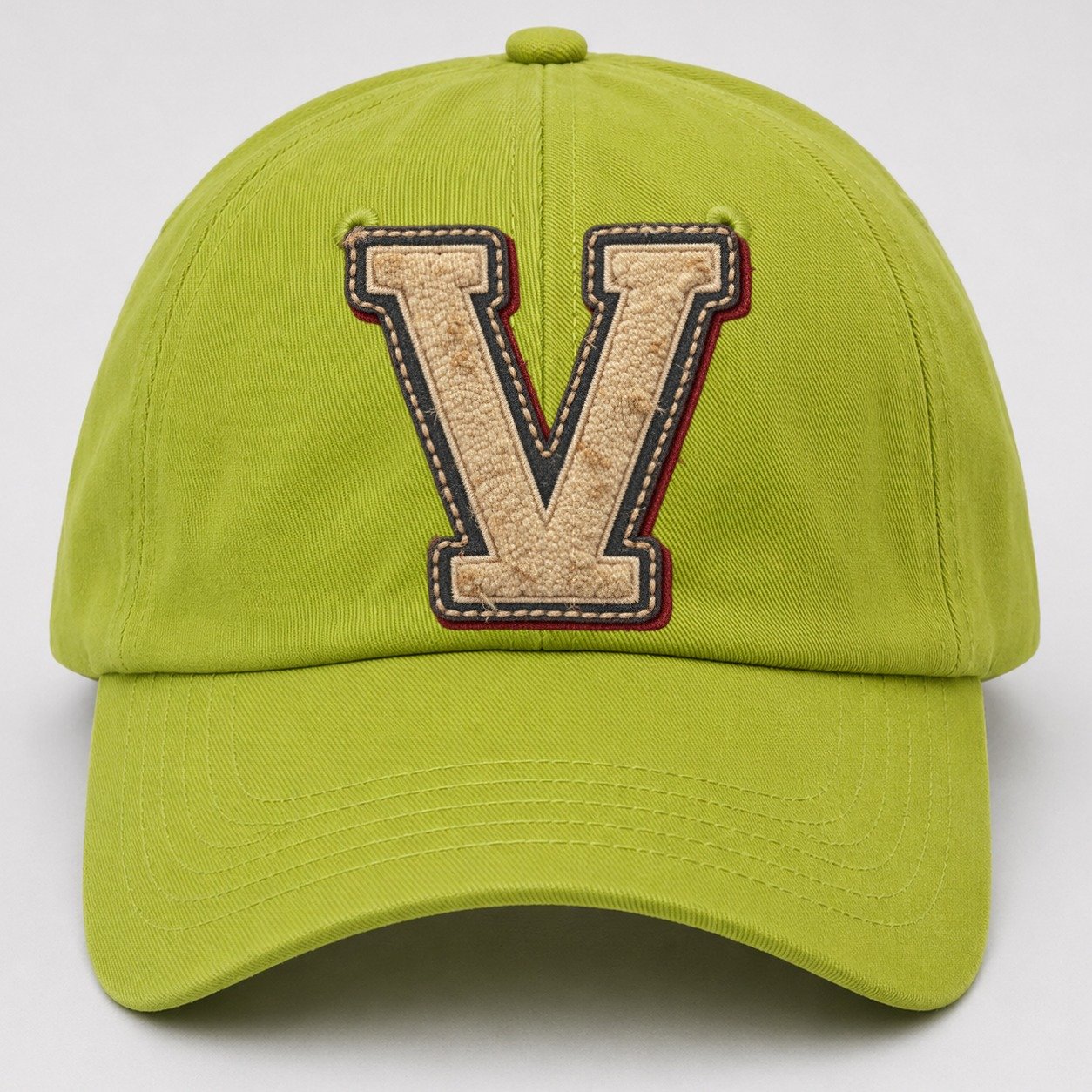 Varsity Chenille V Monogram Baseball Cap – Fluorescent Green
