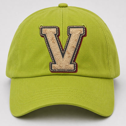 Varsity Chenille V Monogram Baseball Cap – Fluorescent Green