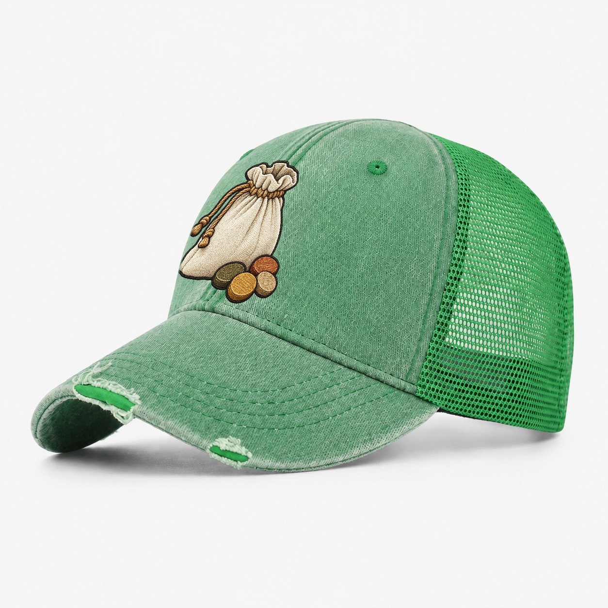 Draw Bag Spilling Wooden Tokens Board Games Washed Trucker Hat – Ink Green