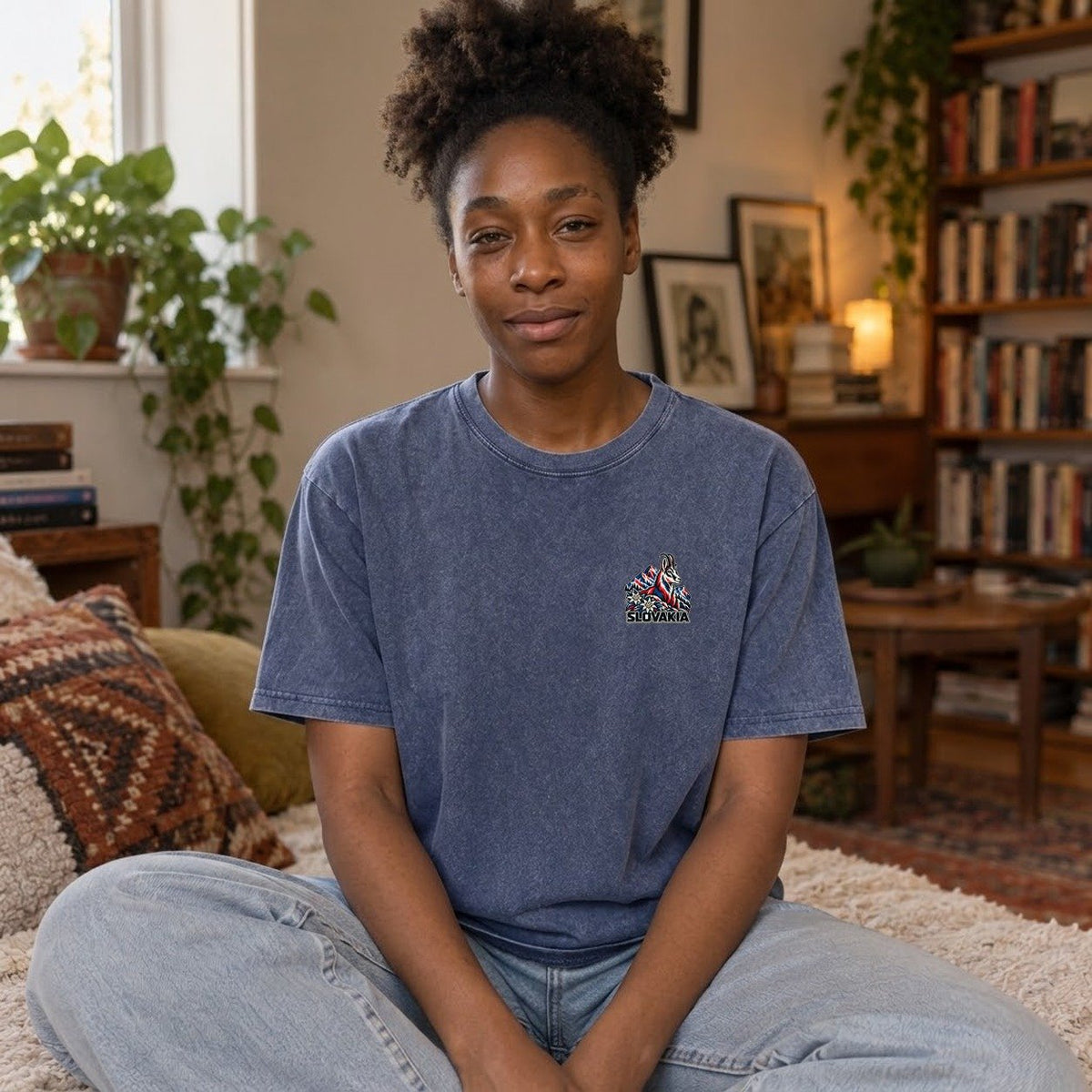 Blue — worn by a model