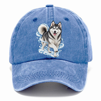 Blue-Eyed Husky Snow Swirl Classic Cap – Summer Sky