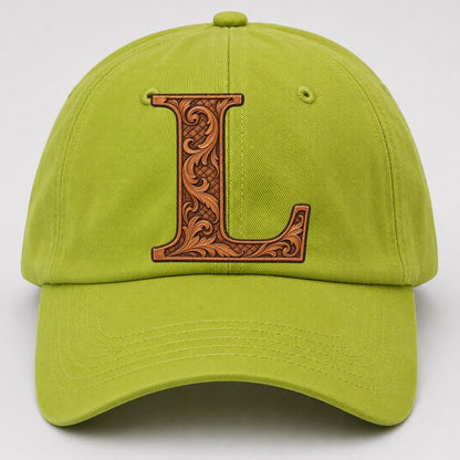 Tooled Leather L Monogram Baseball Cap – Fluorescent Green