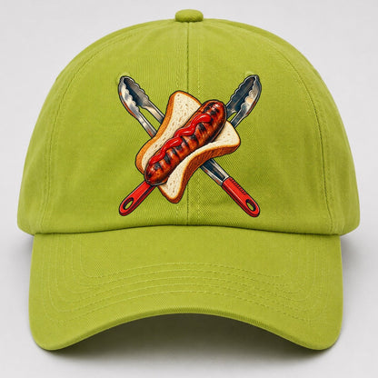 Sausage Sizzle Bread And Tongs Australia Cultural Icons Baseball Cap – Fluorescent Green