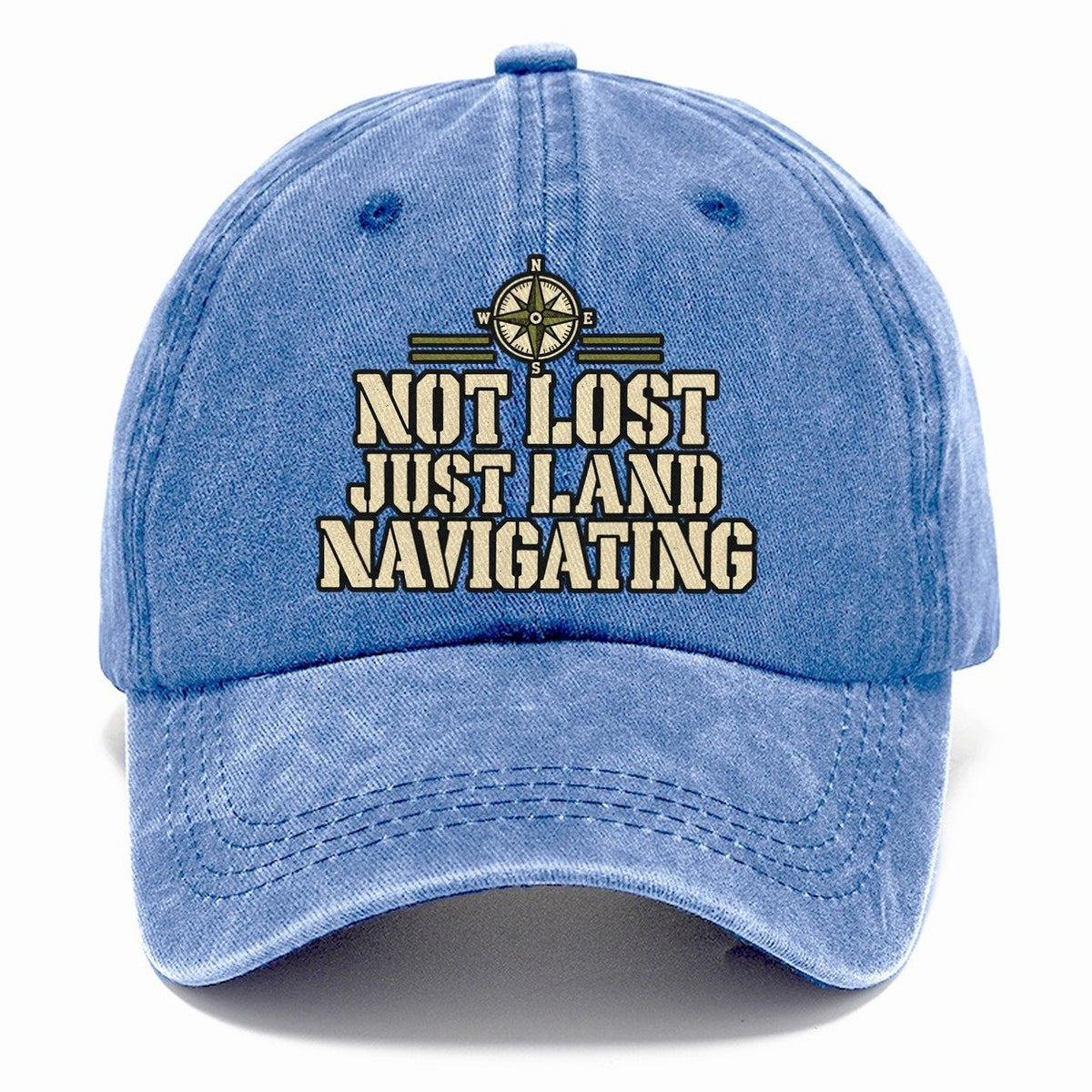 Not Lost Just Land Navigating Barracks Wit Classic Cap – Summer Sky