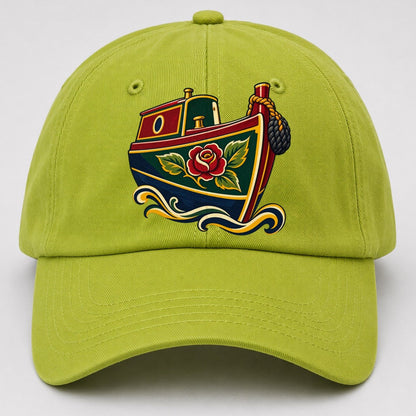 Canal Narrowboat Rose Painted Bow Uk Culture Heritage Baseball Cap – Fluorescent Green