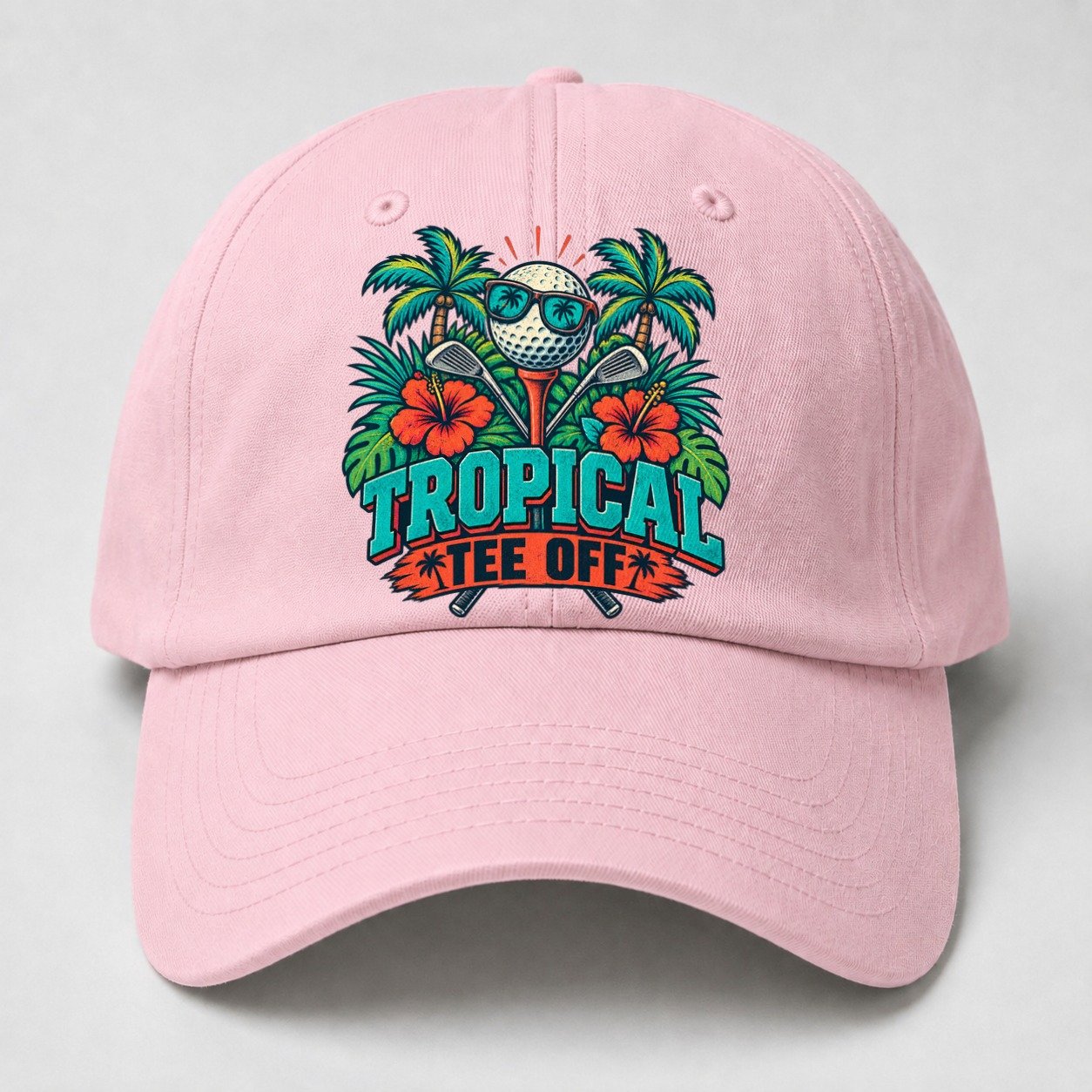 Tropical Tee Off Golf Life Baseball Cap – Pink