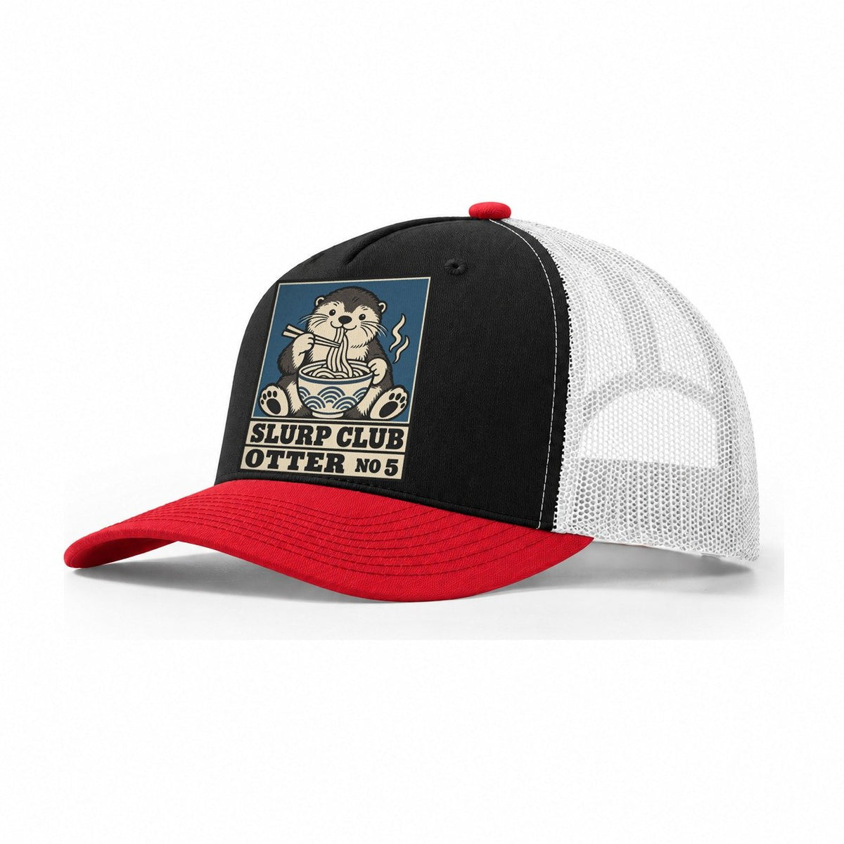 Otter Udon Slurp Club Trucker Hat – Black Red White