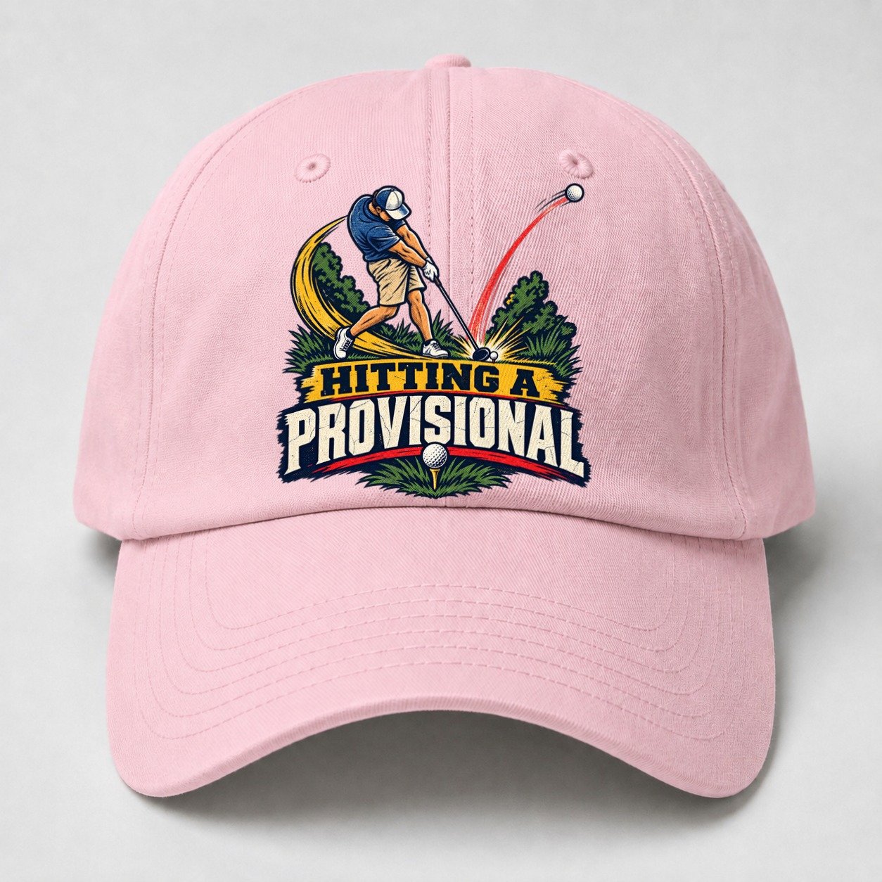 Hitting A Provisional Golf Life Baseball Cap – Pink
