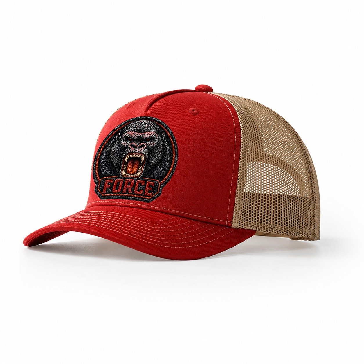 Gorilla Force Badge Trucker Hat – Red Khaki