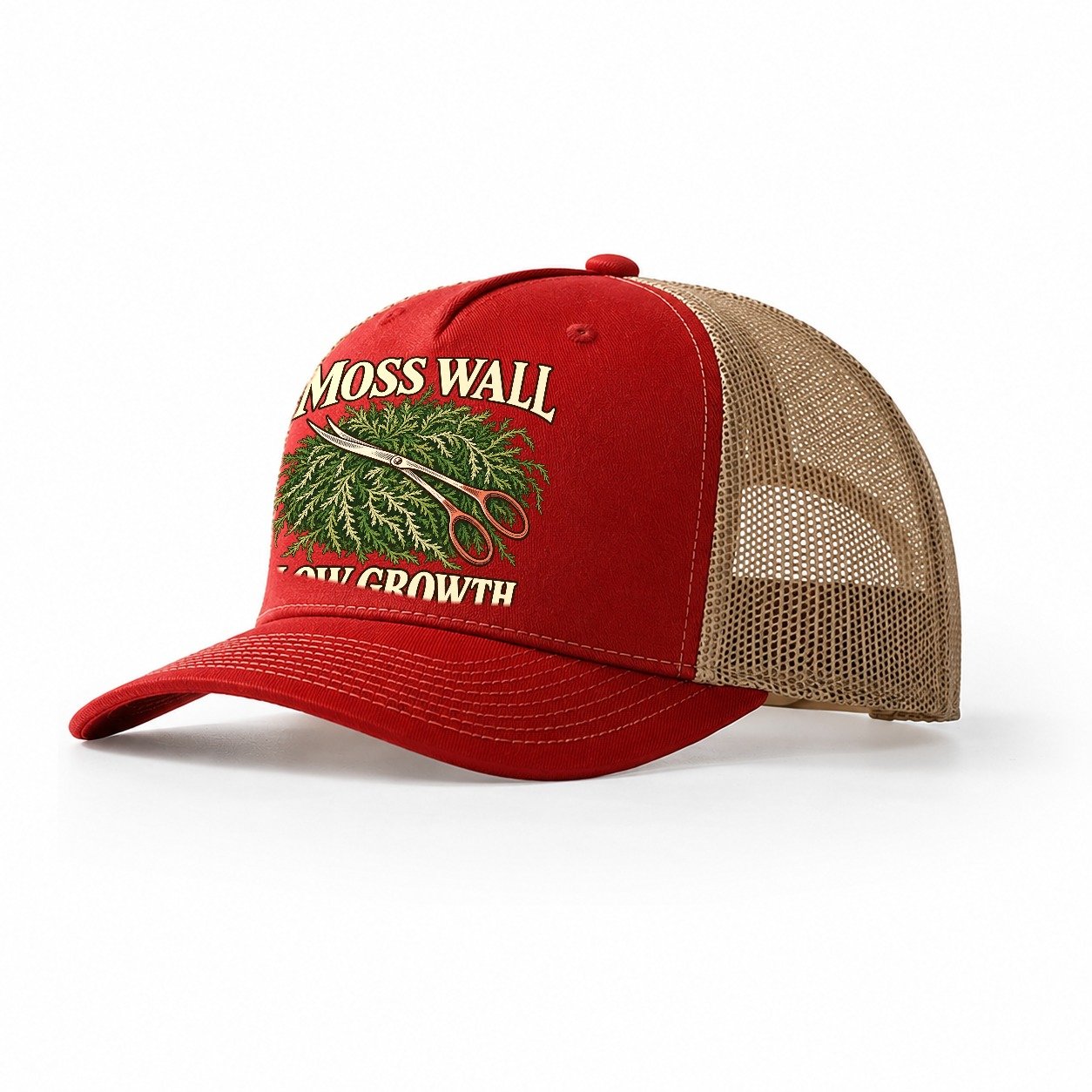 Moss Wall Slow Growth Aquarium Keeping Trucker Hat – Red Khaki