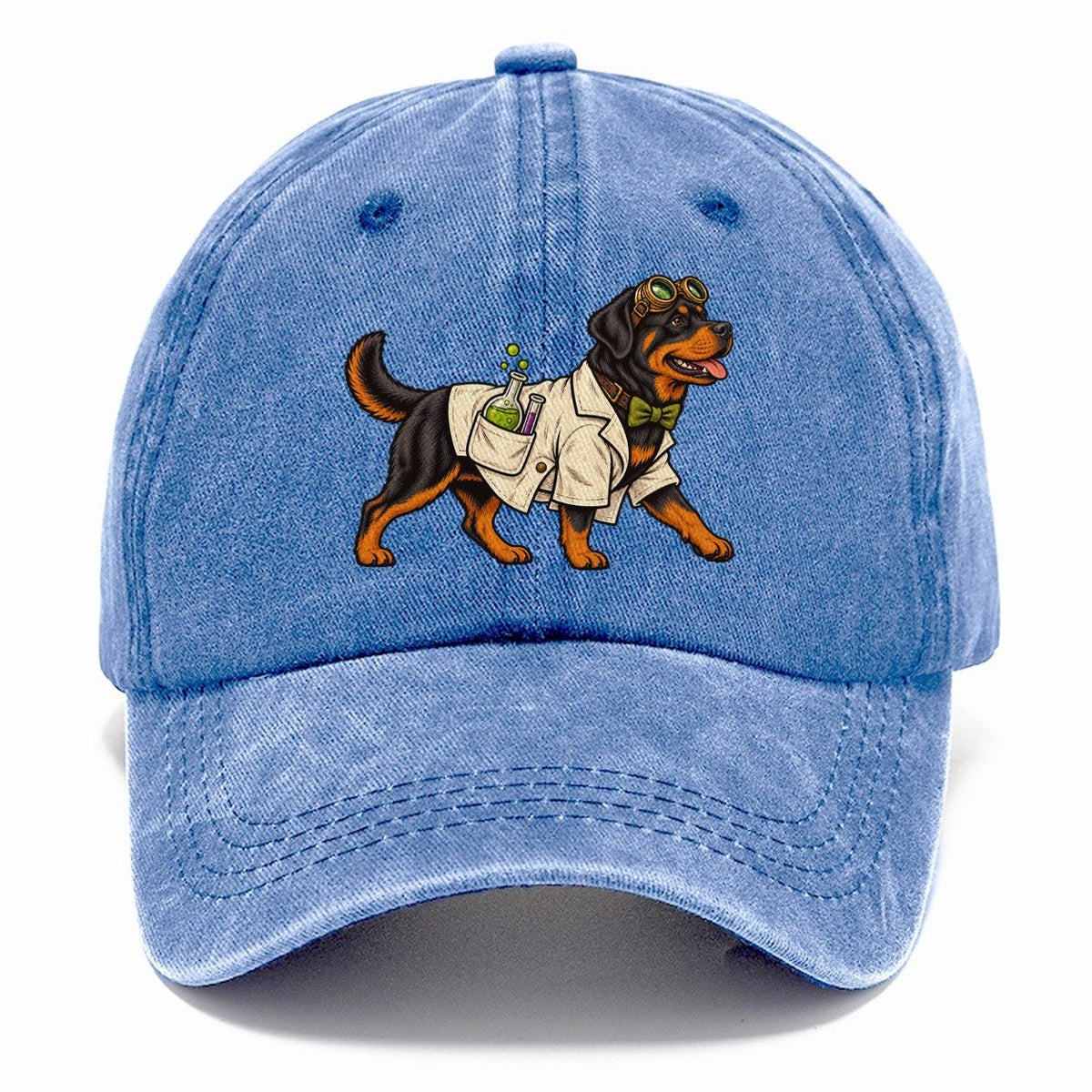 One Rottweiler In Halloween Costume Mad Scientist Costume With A Tiny Lab Coat And Goggles Halloween Dog Parade Classic Cap – Summer Sky