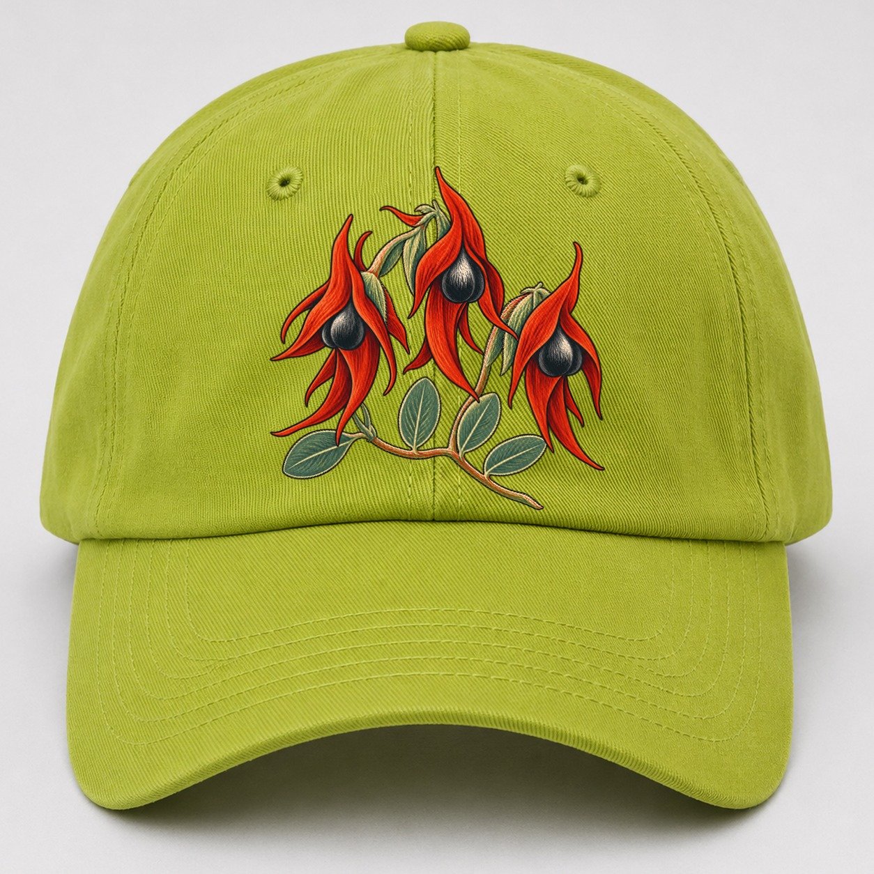 South Australia Sturt Desert Pea Cluster Australia Cultural Icons Baseball Cap – Fluorescent Green