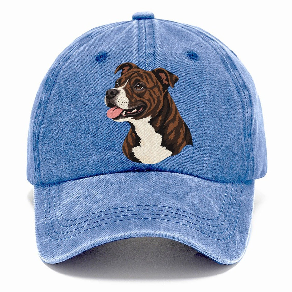 Brindle Pitbull Portrait Classic Cap – Summer Sky