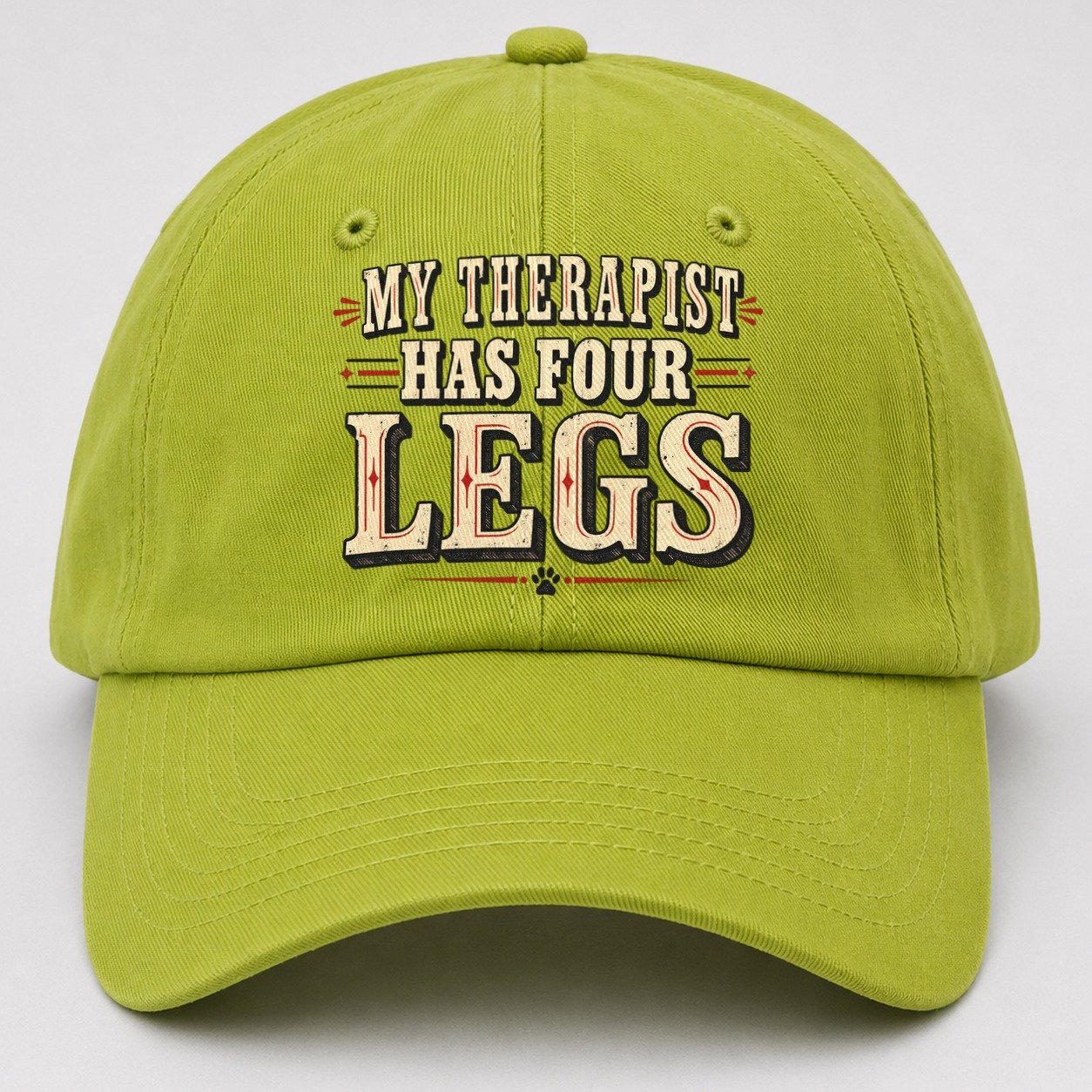 My Therapist Has Four Legs American Wit Baseball Cap – Fluorescent Green