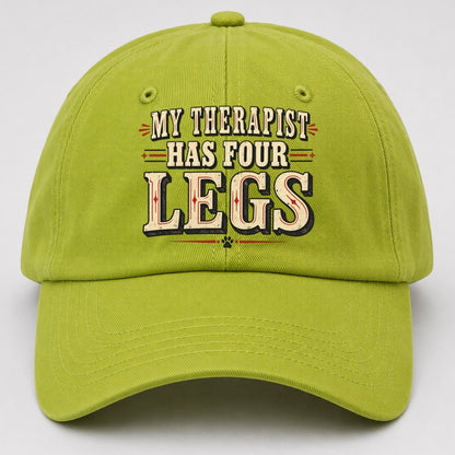 My Therapist Has Four Legs American Wit Baseball Cap – Fluorescent Green