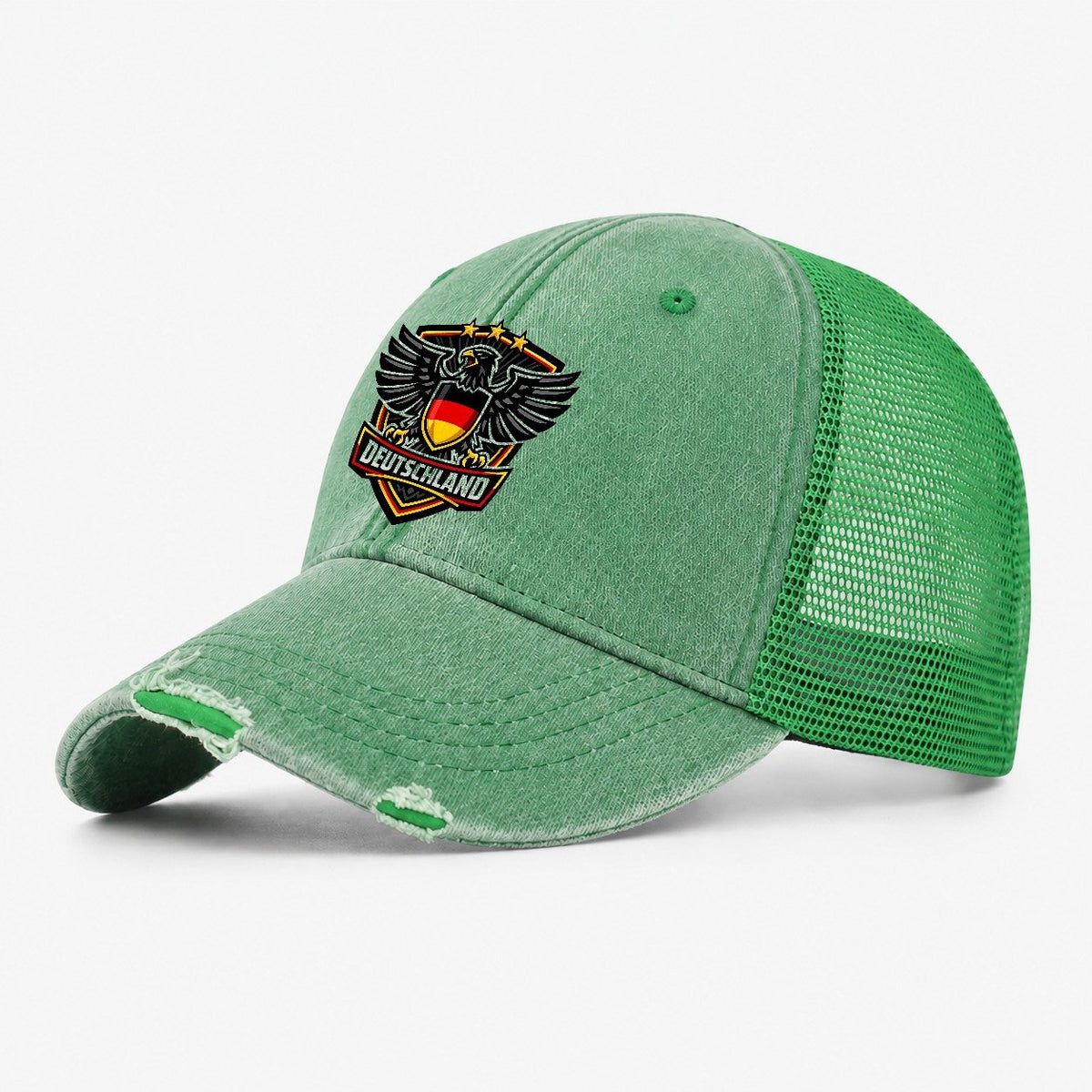 Deutschland Eagle Crest Washed Trucker Hat – Ink Green