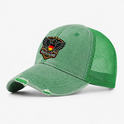 Deutschland Eagle Crest Washed Trucker Hat – Ink Green