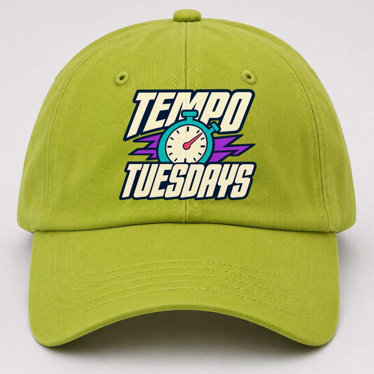 Tempo Tuesdays 90S Running Clubs Baseball Cap – Fluorescent Green