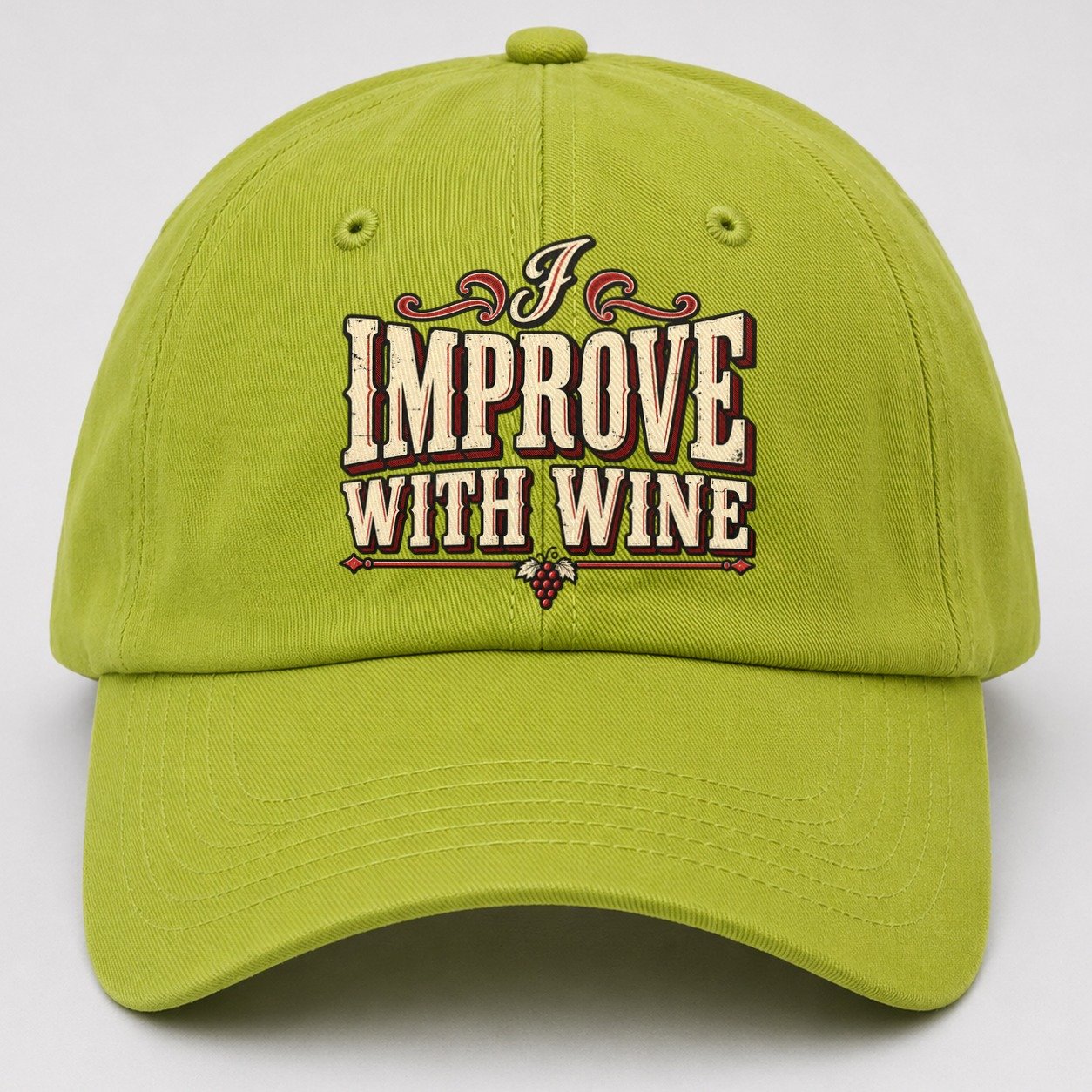 I Improve With Wine American Wit Baseball Cap – Fluorescent Green