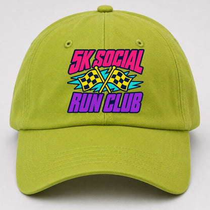 5K Social Run Club 90S Running Clubs Baseball Cap – Fluorescent Green