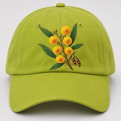 Golden Wattle Flowering Sprig Australia Cultural Icons Baseball Cap – Fluorescent Green