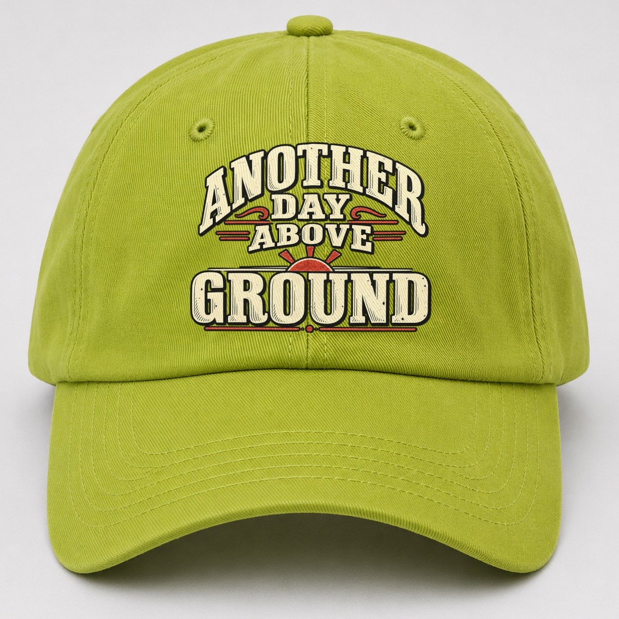 Another Day Above Ground American Wit Baseball Cap – Fluorescent Green