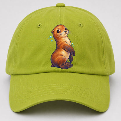 Sea Lion Upright Twist Sea Sprite Baseball Cap – Fluorescent Green