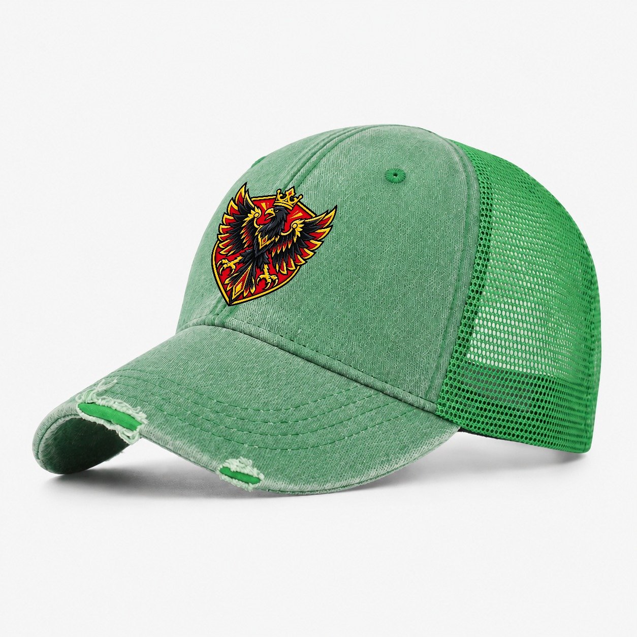 Germany Minimal Emblem Country Logos Washed Trucker Hat – Ink Green
