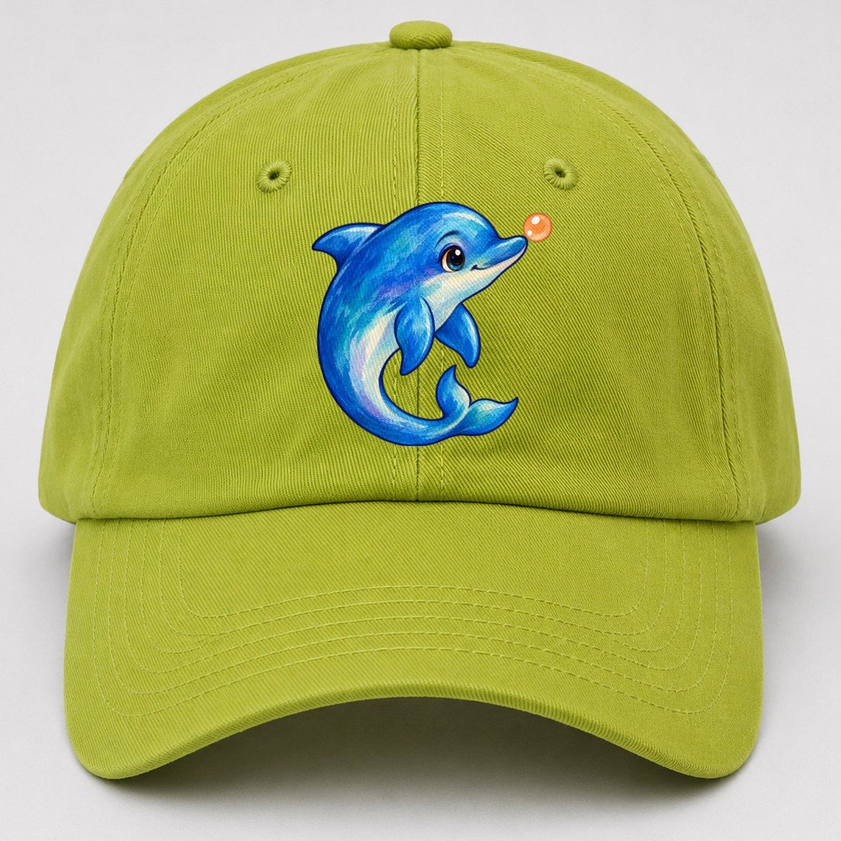 Dolphin Nose Boop Sea Sprite Baseball Cap – Fluorescent Green