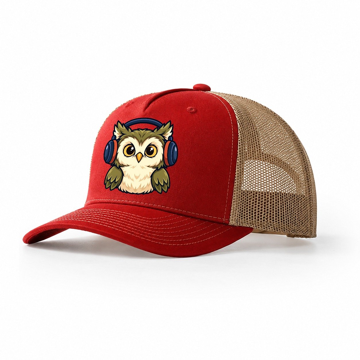 Night Watch Owl Amateur Radio Trucker Hat – Red Khaki