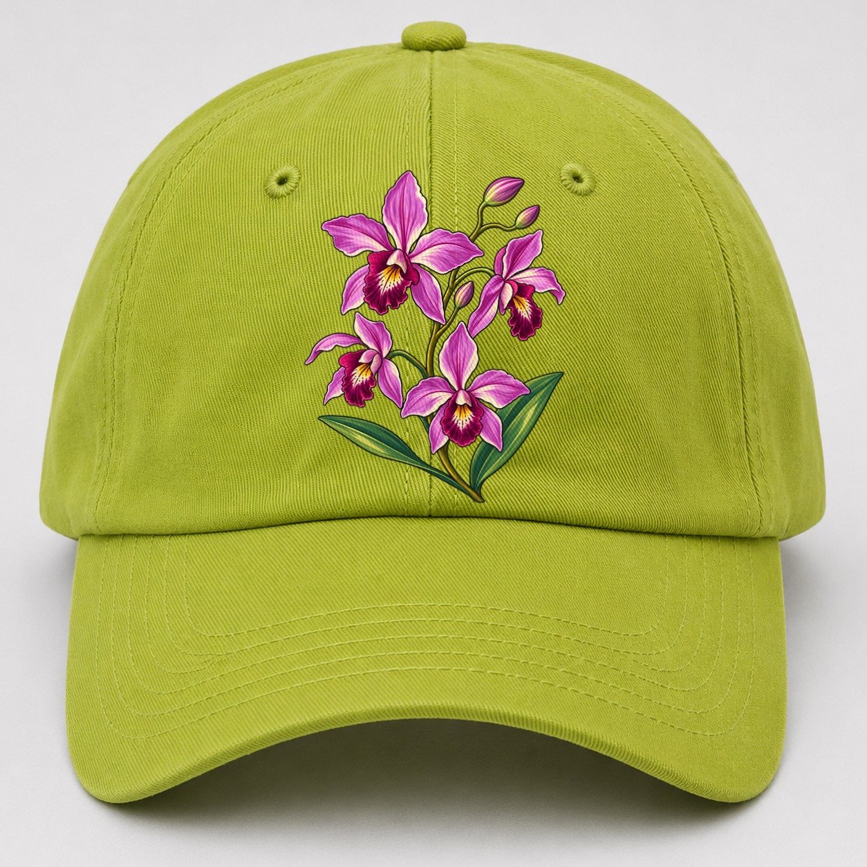 Queensland Cooktown Orchid Australia Cultural Icons Baseball Cap – Fluorescent Green