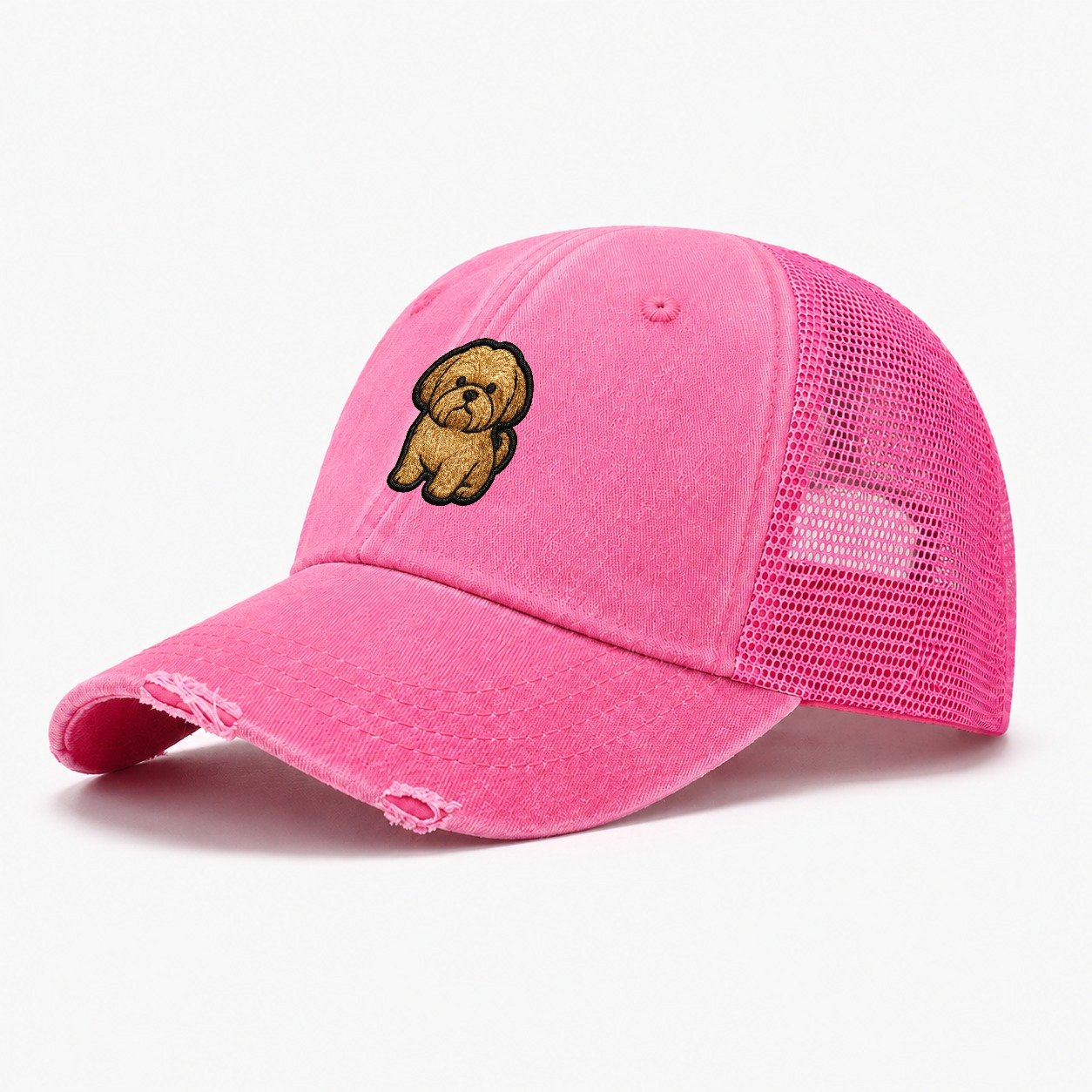 Shih Tzu Washed Trucker Hat – Rose