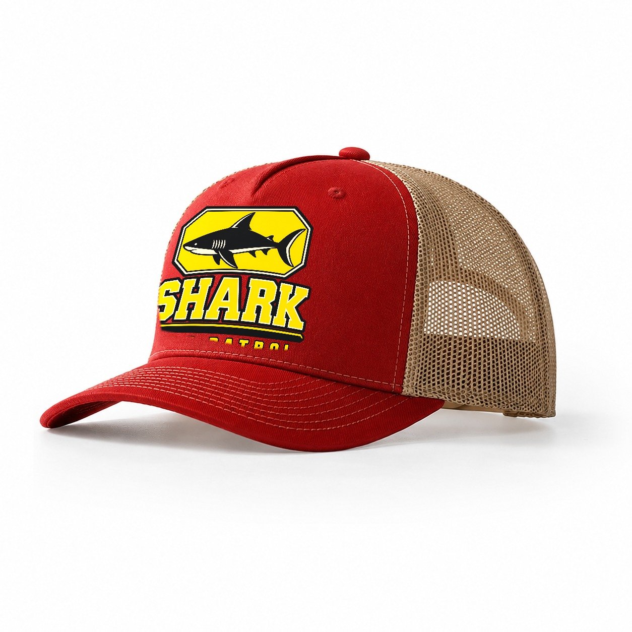 Shark Deep Patrol Heavy Duty Trucker Hat – Red Khaki