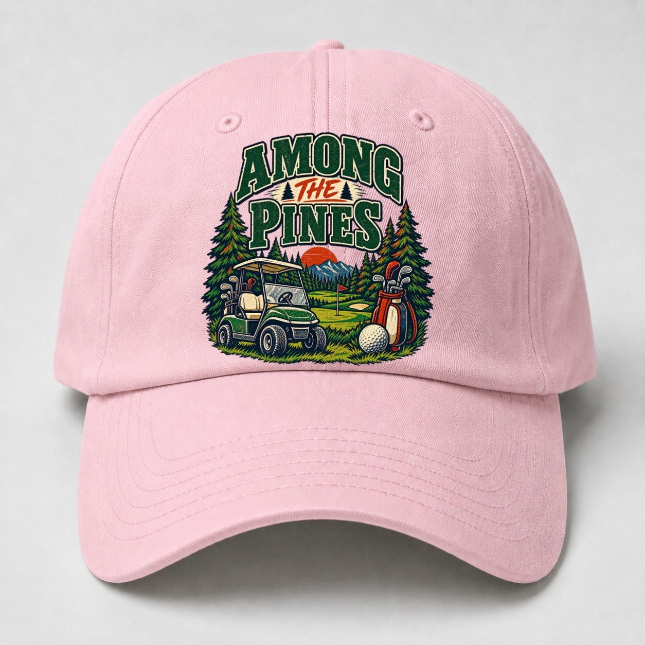 Among The Pines Golf Life Baseball Cap – Pink
