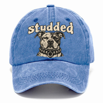 A Broad Skulled Dog Head Wearing A Heavy Studded Collar Bark For Me Classic Cap – Summer Sky