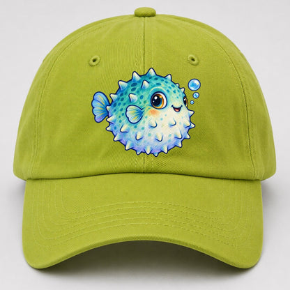 Pufferfish Side Puff Sea Sprite Baseball Cap – Fluorescent Green