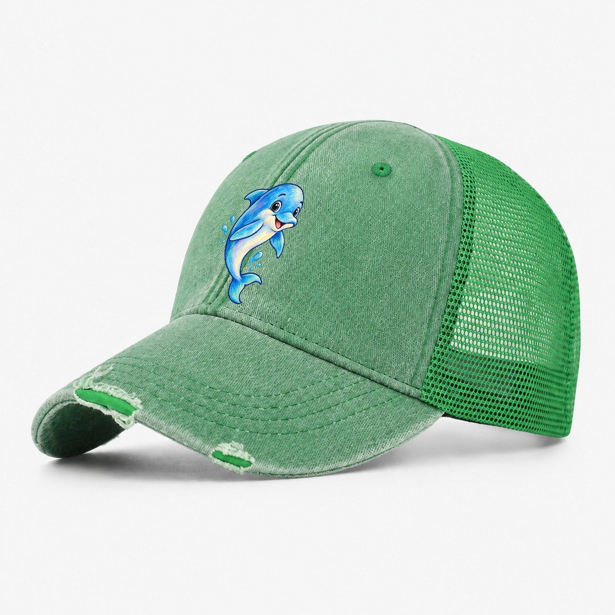 Dolphin Friendly Leap Sea Sprite Washed Trucker Hat – Ink Green
