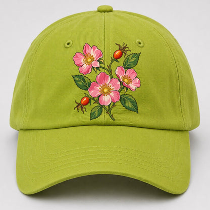 Alberta Wild Rose Canada Cultural Icons Baseball Cap – Fluorescent Green