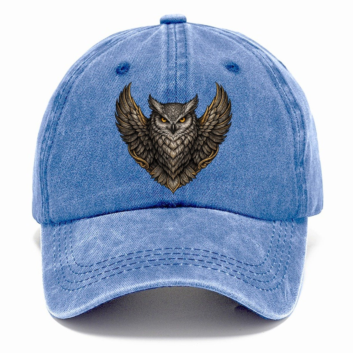 Gold-Accented Owl Crest Classic Cap – Summer Sky