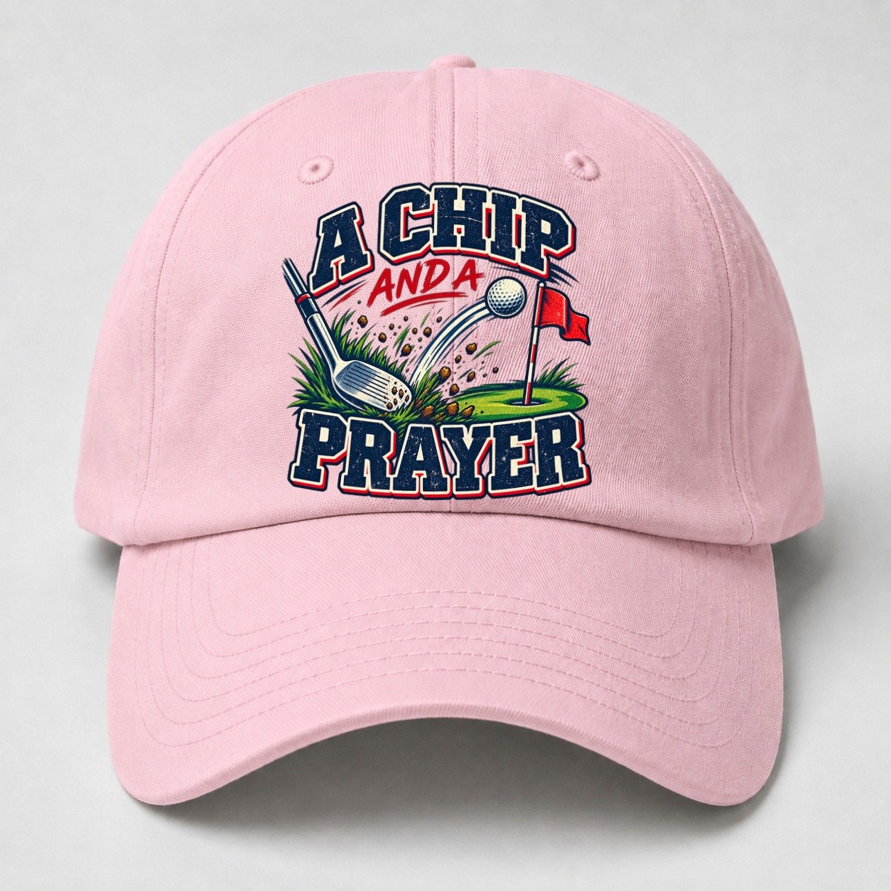 A Chip And A Prayer Golf Life Baseball Cap – Pink