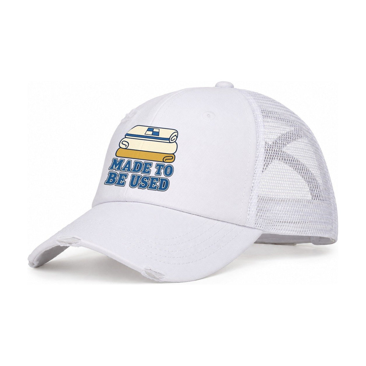 Made To Be Used Sewing And Quilting Women's Ponytail Trucker Hat – White White
