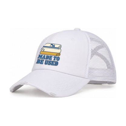 Made To Be Used Sewing And Quilting Women's Ponytail Trucker Hat – White White