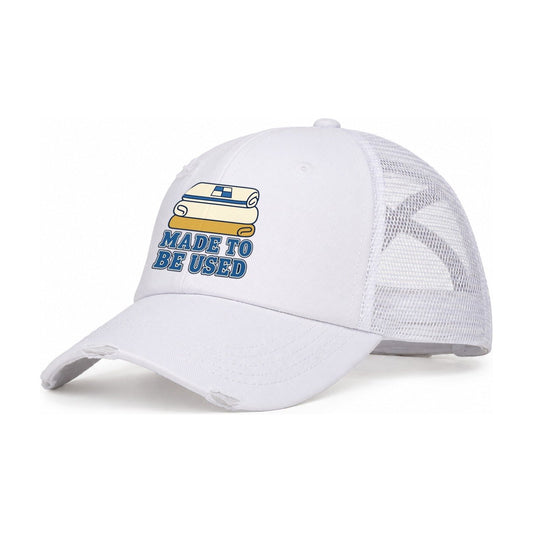 Made To Be Used Sewing And Quilting Women's Ponytail Trucker Hat – White White
