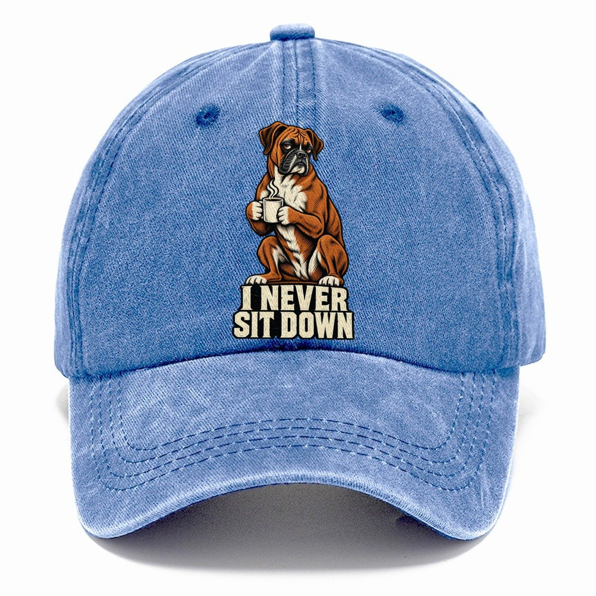 Boxer Dog I Never Sit Down Coffee Classic Cap – Summer Sky