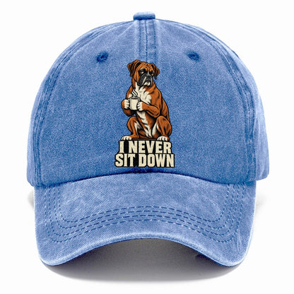 Boxer Dog I Never Sit Down Coffee Classic Cap – Summer Sky