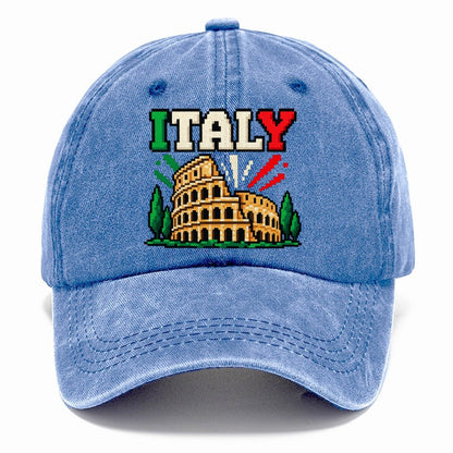 Italy Retro Pixel Badge Classic Cap – Summer Sky