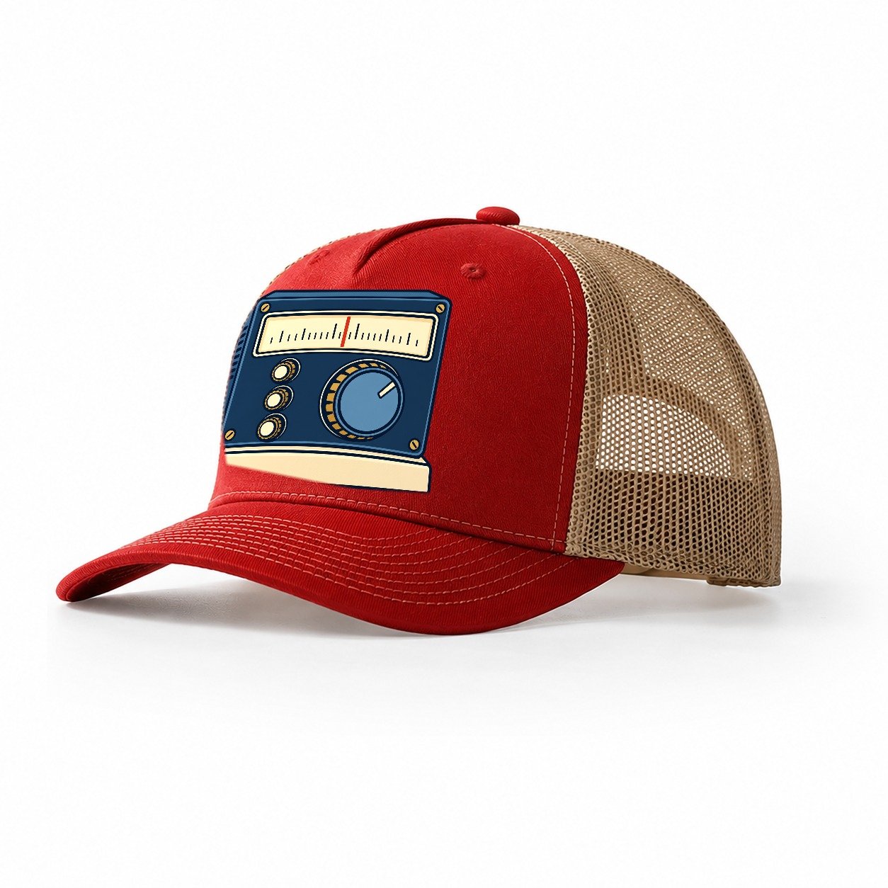 Transceiver Front Panel Amateur Radio Trucker Hat – Red Khaki