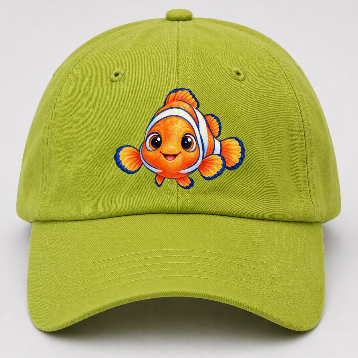 Clownfish Symmetric Hello Sea Sprite Baseball Cap – Fluorescent Green